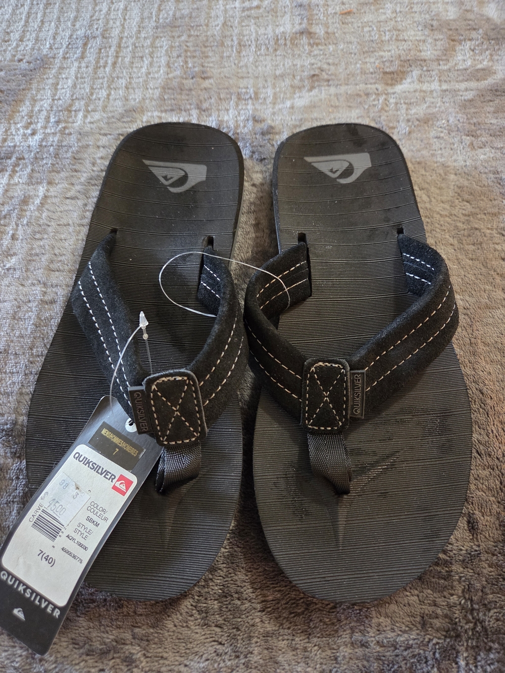 Quiksilver Men's Black Flip Flops - Comfortable Everyday Sandals